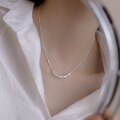 wholesale S925 Sterling Silver Summer Mini Square Crushed Silver Necklace, Minimalist Design Small Collarbone Chain Gift for Best Friend-0-2