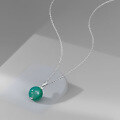 wholesale S925 Sterling Silver 12mm African Emerald Round Bead Necklace, Intellectual and Elegant New Chinese-style Pendant-0-2