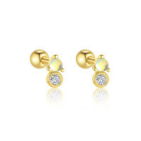 wholesale S925 Sterling Silver Cross-border Zircon Star Moon Flower Geometric Ear Bone Stud-E4831-Gold/Pair 925 Silver