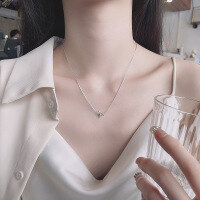 wholesale S925 sterling silver twisted snake bone chain necklace, petite and delicate style, elegant and fairy-like collarbone chain for women-521LM/approx. 4.3g>925 silver