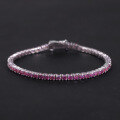 wholesale S925 Sterling Silver Sweet Peach Pink Moissanite Tennis Bracelet 3/4/5mm Colorful Bracelet High-end-0-0