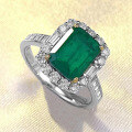 wholesale S925 Sterling Silver New 7*9mm Simulated Emerald Rectangular Ring for Women Fashion Euro-American Style-0-1