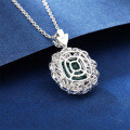 wholesale S925 Sterling Silver Full Lab-Grown Emerald Pendant with Pavé Diamonds Women'sEmerald Necklace Wholesale-0-3