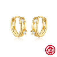 wholesale S925 Sterling Silver Double-Layer Cross Drop Earrings with Crystal Heart Teardrop Design-Gold#2 925 Silver