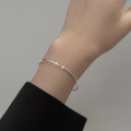 wholesale 925 Sterling Silver Bracelet Pearl Curved Tube Elastic Cord Light Bead Round Bead Bangle Dainty Best Friend Bracelet S5354-0-2