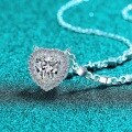 S925 Silver Moissanite Necklace with Heart Pendant-0-0