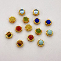 wholesale S925 gold-plated metal round bead setting semi-finished DIY component bracelet accessory with natural lapis lazuli-Nanhong Small Round Table