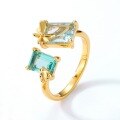 wholesale 925 Sterling Silver Summer New Synthetic Sky Blue Topaz Green Crystal Ring for Women, Featuring Forest Butterfly and Ladybug Designs-0-4