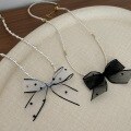 wholesale S925 Sterling Silver Korean Version Minimalist Bow Pendant Necklace for Women, Small Fashion Trendy Unique Collarbone Chain-0-3