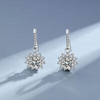 Sterling Silver Ear Hooks with Zircon and Pink Diamond, Clearance Sale with Free Shipping.-V Style [Clearance Sale with Free Shipping]  925 Silver