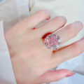 wholesale S925 Sterling Silver Bubblegum Pink Diamond 8*10 Radiant Ring for Cross-Border Dropshipping by Zhuozhifan Jewelry New Collection-0-1