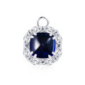wholesale S925 Metal New Style Sugar Loaf 8*8 Minimalist and Cool Royal Blue 4 Carat Pendant Necklace 45cm-0-3