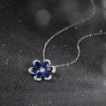 wholesale 925 Sterling Silver Necklace with Artificial Sapphire Floral Pendant, Factory Direct-0-3