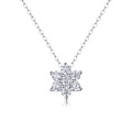 wholesale 925 Silver New Trendy Snowflake Necklace for Women, Fade-Resistant, Elegant Gift with Moissanite, High-End Sense Collarbone Chain-0-5