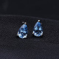 wholesale S925 Silver Natural Topaz Pear-Shaped Earrings Stock, Fashion Minimalist Style Elegant Natural Gemstone Earrings-0-1