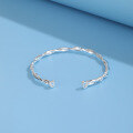 wholesale 999 Sterling Silver Minimalist Design Moebius Loop Bracelet with Ins Style Heart Zircon Bangle for Valentine's Day-0-1