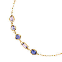 wholesale S925 silver plated with 14k gold, amethyst, tanzanite, zircon, and iolite Japanese retro-style spring new jewelry bracelet from Dunli Jewelry-Iolite Amethyst Tanzanite Bracelet 925 Silver