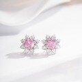 S925 Sterling Silver Sunflower Stud Earrings with Radiant Cut Ice Flower and High-Carbon Diamonds-0-5