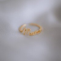 wholesale Metal S925 Sterling Silver Vintage Letter "Mama" Ring for Women Mother's Day Adjustable Opening Cross-Border Festival Gift-BZ0805-Gold Adjustable opening