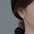 wholesale S925 Silver Three Connected Hearts with Diamond Accent Heart-shaped Elegant Earrings M00977-0-1
