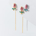 wholesale S925 sterling silver tulip ear thread with a design that is,,, and sweet-0-1