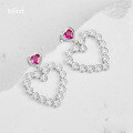 wholesale 925 Sterling Silver Fashion Earrings for Women, High-End Sense Exquisite Zircon Bubble Heart-Shaped Niche Earring Wholesale-0-2