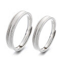 wholesale S925 Sterling Silver Textured Matte and Polished Splice Couple Ring Simple and Versatile Trendy Style-0-4