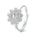 wholesale S925 Silver Fashionable Japanese-Korean Mori Kei Small Fresh Lotus Niche Chinese Style Light Luxury Trendy Open-End Ring-0-5