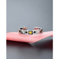 wholesale 925 Sterling Silver Star Ring for Women, Adjustable Open Ring, Vintage, Unique, Niche, Minimalist,, Drip Enamel Statement Ring for Index Finger-0-2