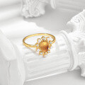 wholesale S925 silver gold-plated retro agate* floral amber smoke ring for women, Dunli Jewelry 22 autumn new collection-0-1
