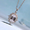 wholesale 925 Silver MuJing Jewelry New 6*9 Emerald Cut Necklace Pendant for Women European and American Luxury Inlaid Ins Style-0-1