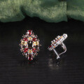 wholesale S925 Sterling Silver Luxury Gemstone Ring and Earrings Set with Natural Garnet and Crystal in Multicolored Jewelry-0-1