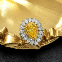 wholesale Metal material first: 3-carat teardrop ice flower cut light yellow 8*12 ring 5-9# internet celebrity same style-Goose Yellow【R-2114】 No. 6