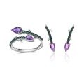 wholesale S925 Sterling Silver Natural Garnet Topaz Amethyst Jewelry Set with Ring and Earrings-0-4