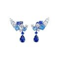wholesale S925 Silver Zhuozhifang Jewelry New Floral Cluster Full Diamond Blue Diamond Set Stud Earrings Women Luxury High-End-0-4