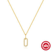 wholesale S925 Sterling Silver Creative Double-Loop Pendant Diamond Accent Necklace-Gold 925 silver