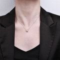 Sterling Silver Rhinestone Star Pendant Short Necklace-0-2