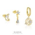 wholesale S925 Sterling Silver Star Moon Drop Zircon Earrings for Women,-0-1