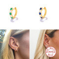 wholesale K925 silver, gold-plated, round diamond-studded ear cuffs, trendy and luxurious earrings-0-4