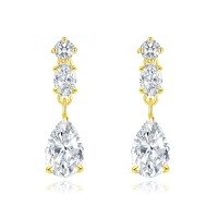 wholesale 14K Gold Light Luxury Cultivated Diamond Pear-Shaped Drop Earrings for Women, Trendy K Gold Earrings-14k gold inlaid cultured diamond earrings (gold)