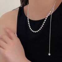 wholesale S925 Sterling Silver Italian Carved Pumpkin Bead Necklace for Women, Korean Stall Heavy Work Fringe Choker-Sterling silver (59cm long, retractable and adjustable)