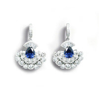 wholesale GRC Lab-Grown Sapphire High-Carbon Diamond Gold-Plated 925 Silver Versatile Skirt Hem Ear Clasp Jewelry for Women-GRC cultured spinel 925 silver