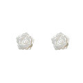 wholesale S925 Silver Ear Studs Women Korean Style White Mother-of-Pearl Shell Rose Flower Earrings Elegant Ear Jewelry E0121-0-4