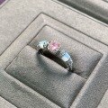 wholesale S925 Sterling Silver Pink Diamond Cube Mother-of-Pearl Ring Vintage Mid-Century Luxury Niche Design Noble Diamond Ring-0-5