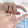 wholesale S925 Sterling Silver Maker's Pig Nose Chain Ring for Women, Ins Small and Unique Adjustable Open Index Finger Ring-0-1