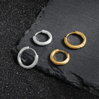 wholesale S925 Sterling Silver 828 Round Matte Ear Clasp Women's High-End Minimalist Style Small Silver Earrings-18K gold [13mm] / single 925 silver