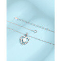 wholesale 925 Sterling Silver Cross-Border New Opal Heart Pendant Necklace for Women, Ins Style, Small and Unique Design, Collarbone Chain-0-5