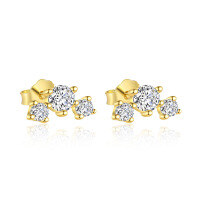 wholesale S925 Sterling Silver Geometric Square Luxury Sparkling Zircon Earrings For Women,。-E4924-Gold/Pair 925 Silver