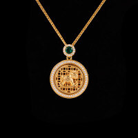 Sterling Silver Rotating Sunflower Compass Pendant with Sand Gold and Diamond Inlay-S925 Sterling Silver Rotating Compass YD2-0276BJ 925 Silver