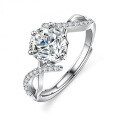 Silver Moissanite Ring Women's Interwoven Ins Style Pinky Stacking Ring-0-2